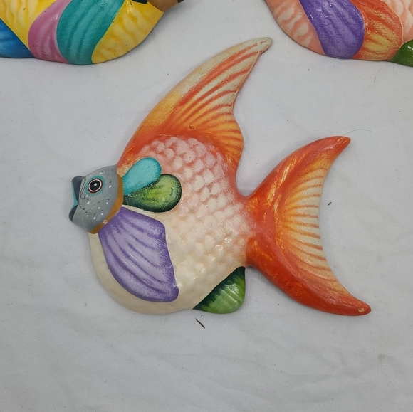 Vintage estate hand painted Pottery tropical bird set of 3 - Picture 4 of 7